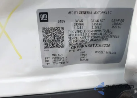 2026 GMC Acadia Elevation Fwd from USA, damaged, VIN 1GKENKKS5TJ168236